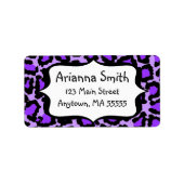 Paarse Leopard Print Adresetiketten Etiket (Voorkant)