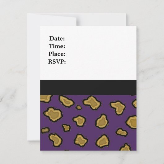 Paarse Leopard Print Birthday Invitations Kaart (Achterkant)