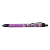 Paarse leopard Print Glitter Zwarte Inkt Pen (Bovenkant)