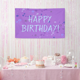 Paarse Leopard Print "Happy Birthday" Spandoek