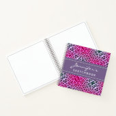 Paarse leopard Print Monogram artistieke Sketchboo Notitieboek (Binnen)