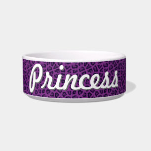 Paarse leopard Print Pet Bowl - Gepersonaliseerd Voerbakje