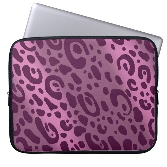 Paarse leopard-printerhoezen voor neopreen-laptops laptop sleeve (Voorkant)