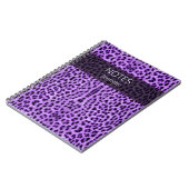 Paarse leopard Skin Print Patroon Aangepaste naam Notitieboek (Linkerzijde)