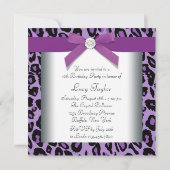 Paarse Leopard Sweet 16 Party Kaart (Achterkant)