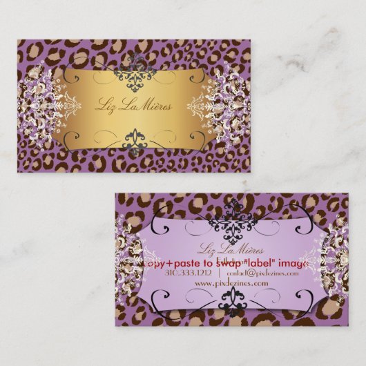 Paarse leopardafdruk/DIY achtergrondkleur Visitekaartje (Voorkant / Achterkant)