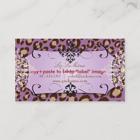 Paarse leopardafdruk/DIY achtergrondkleur Visitekaartje (Achterkant)