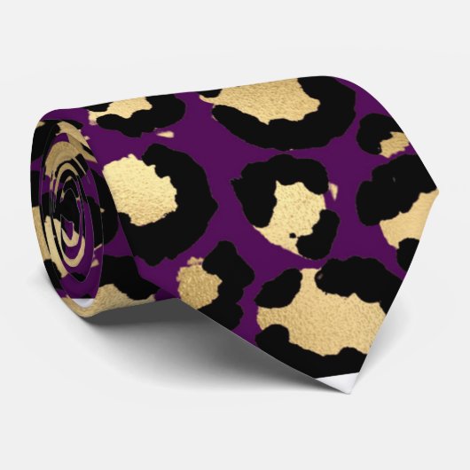 Paarse leopardafdruktrendy-stropdas stropdas (Opgerold)