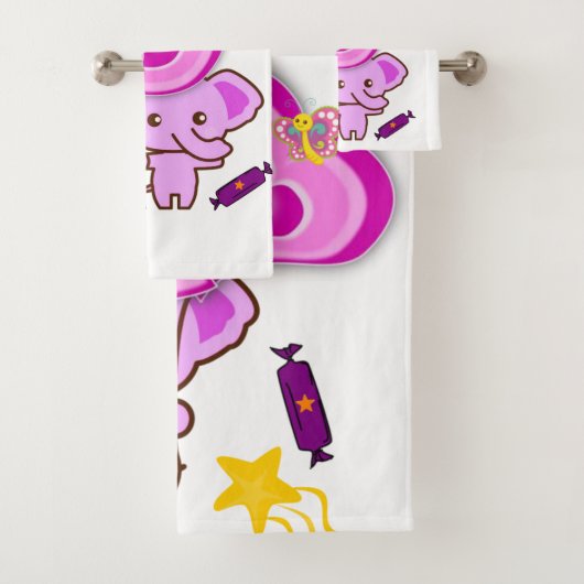 Paarse lephant Bathroom Towel sets Bad Handdoek (Insitu)