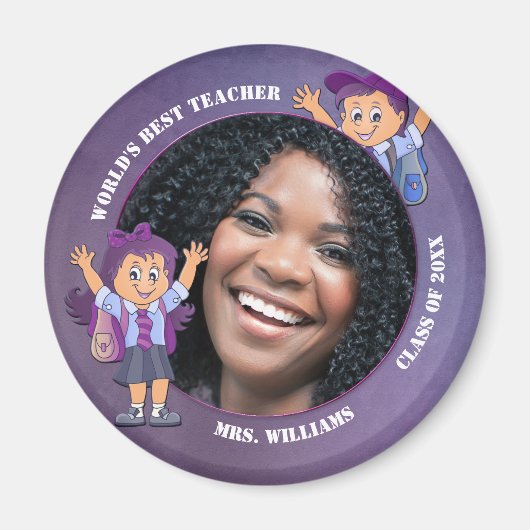 Paarse leraar bedankt je aangepaste fotomagneet magneet (Voorkant)