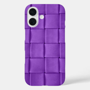 Paarse leren vlechtdesign iPhone 16 hoesje