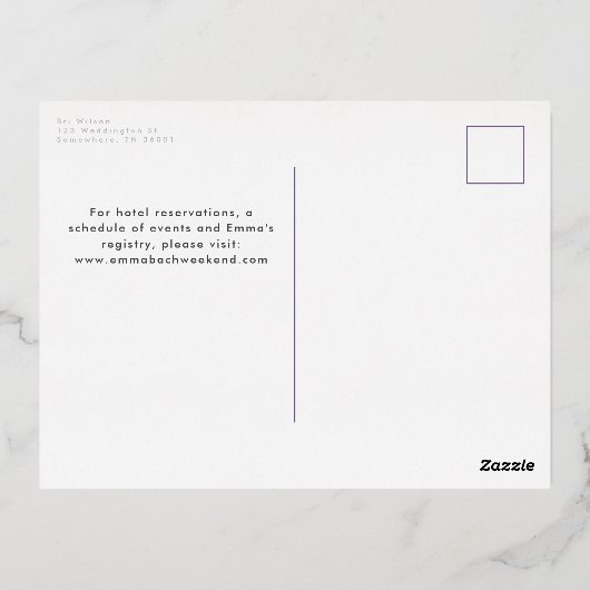 Paarse Lets Go Meisjes Bachelorette Party Folie Uitnodiging Briefkaart (Achterkant)