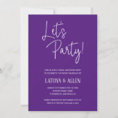Paarse Let's Party Casual bruiloft receptie Eloped Kaart (Voorkant)