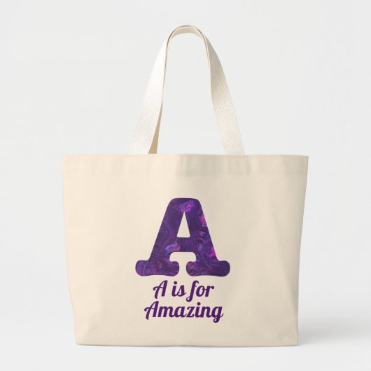 Paarse letter A is voor verbluffend herbruikbaar Grote Tote Bag (Voorkant)