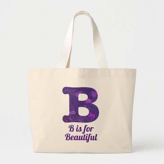 Paarse letter B is voor mooi monogram Grote Tote Bag (Voorkant)