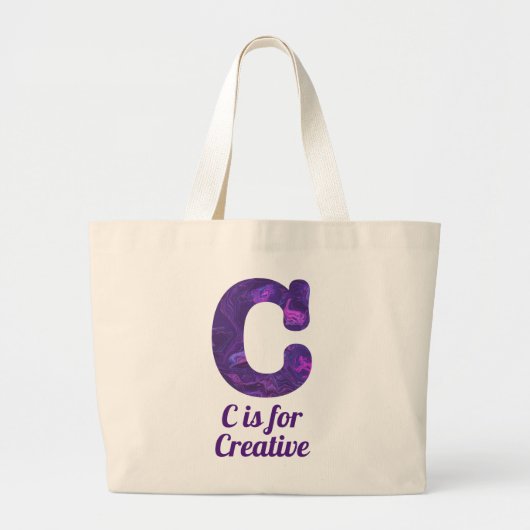 Paarse letter C is voor creatief monogram Grote Tote Bag (Voorkant)