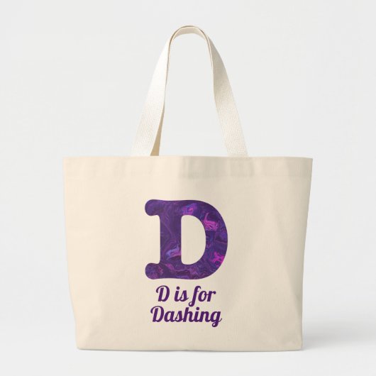 Paarse letter D is voor het dashing-monogram Grote Tote Bag (Voorkant)