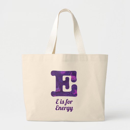 Paarse letter E is voor energiemonogram herbruikba Grote Tote Bag (Voorkant)