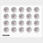 Paarse letter E Monogrammen Ronde Sticker (Vel)
