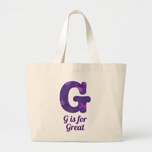 Paarse letter G is voor groot monogram Grote Tote Bag (Voorkant)