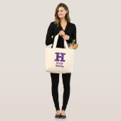 Paarse letter H is voor eerlijkheid Monogram Grote Tote Bag (Voorkant (model))
