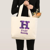 Paarse letter H is voor eerlijkheid Monogram Grote Tote Bag (Voorkant (product))