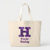 Paarse letter H is voor eerlijkheid Monogram Grote Tote Bag (Voorkant)