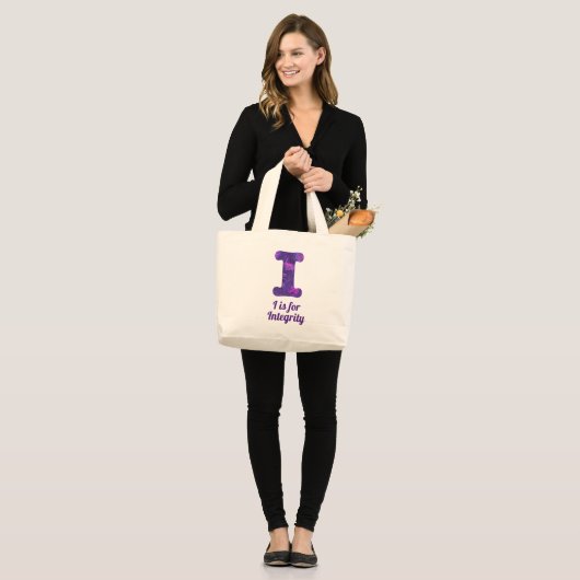Paarse letter I voor integriteitsmonogram Grote Tote Bag (Voorkant (model))