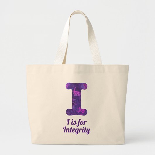 Paarse letter I voor integriteitsmonogram Grote Tote Bag (Voorkant)
