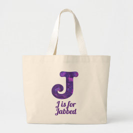 Paarse letter J is voor Jabbed Monogram Grote Tote Bag