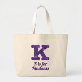Paarse letter K is voor Kindness Monogram Grote Tote Bag (Voorkant)