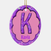 Paarse letter K Ornament w Butterflies~Aangepaste  (Rechts)
