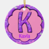 Paarse letter K Ornament w Butterflies~Aangepaste  (Voorkant)