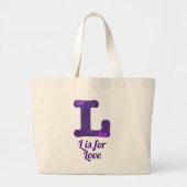 Paarse letter L voor het liefdesmonogram Grote Tote Bag (Voorkant)