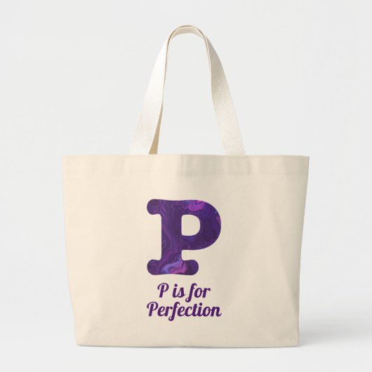Paarse letter P is voor perfectie Grote Tote Bag (Voorkant)