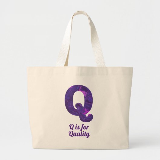 Paarse letter Q is voor kwaliteit Grote Tote Bag (Voorkant)
