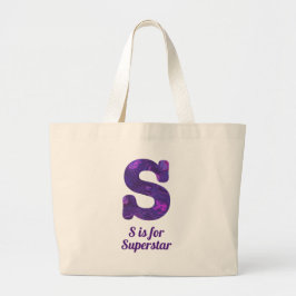 Paarse letter S is voor Superstar Grote Tote Bag