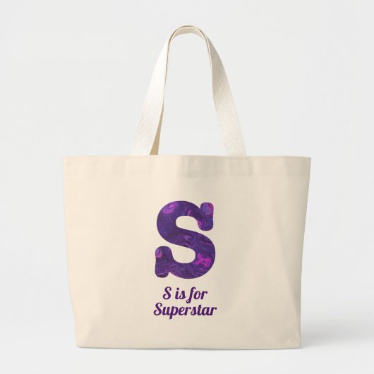 Paarse letter S is voor Superstar Grote Tote Bag (Voorkant)
