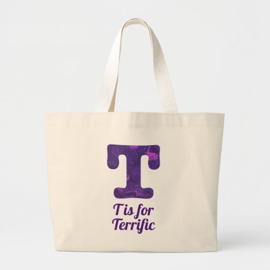 Paarse letter T is voor Terrific Grote Tote Bag (Voorkant)
