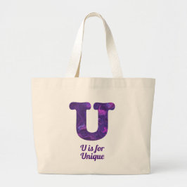 Paarse letter U is uniek Grote Tote Bag