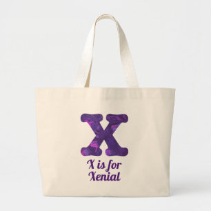 Paarse letter x is voor Xenial Reused Grocery Bag Grote Tote Bag
