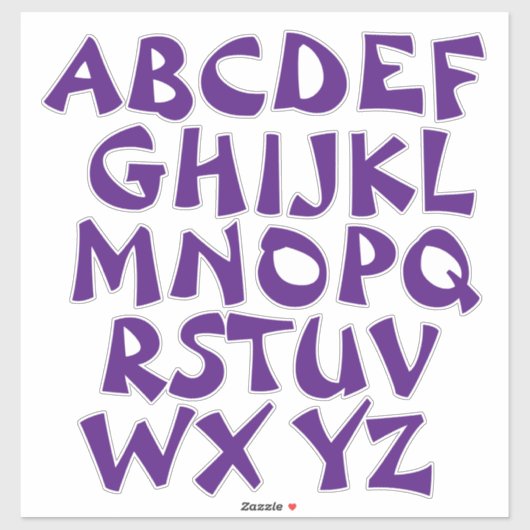 Paarse letters alfabet muur sticker (Vel)