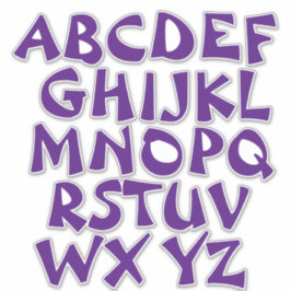 Paarse letters alfabet muur sticker