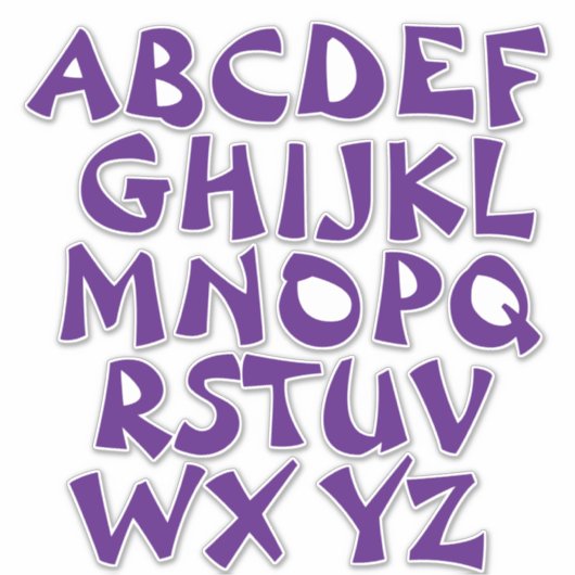 Paarse letters alfabet muur sticker (Voorkant)