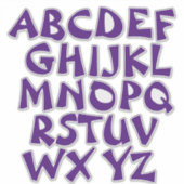 Paarse letters Transparant Alfabet Wand Sticker (Voorkant)