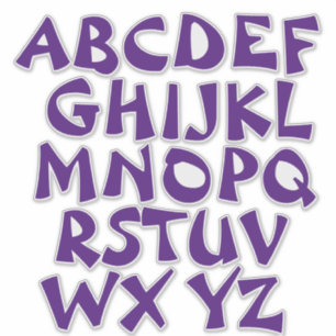 Paarse letters Transparant Alfabet Wand Sticker