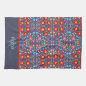 Paarse Leuk Bloemenpatroon Stijlvolle Initiaal naa Theedoek (Horizontaal)