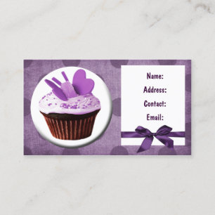 paarse leuke cupcake visitekaartjes