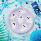 Paarse Leuke Ghost Halloween Herfst Baby shower Papieren Bordje (Feest)