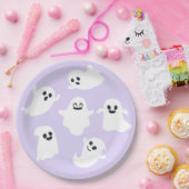 Paarse Leuke Ghost Halloween Herfst Baby shower Papieren Bordje (Feest)